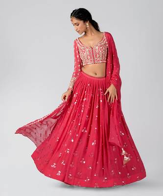 Pink Georgette Lehenga 5