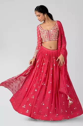Pink Georgette Lehenga
