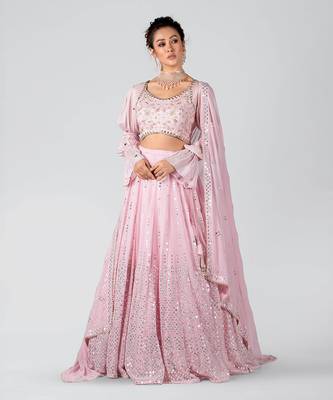 Pink Georgette Lehenga 1