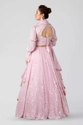 Pink Georgette Lehenga