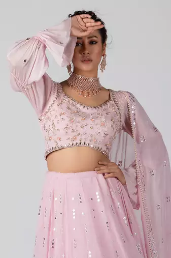 Pink Georgette Lehenga