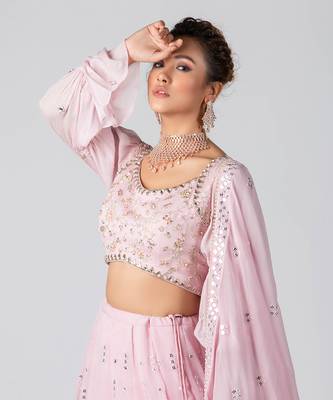 Pink Georgette Lehenga 4