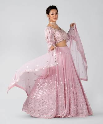 Pink Georgette Lehenga 5
