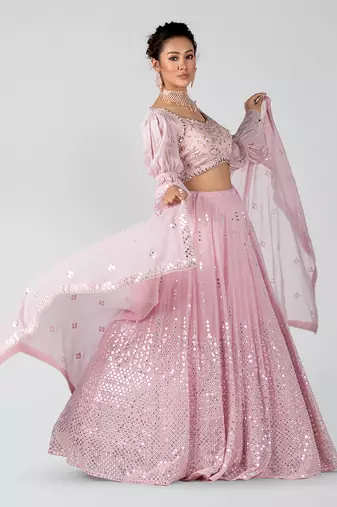 Pink Georgette Lehenga