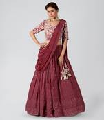 Dark Mauve Georgette Lehenga