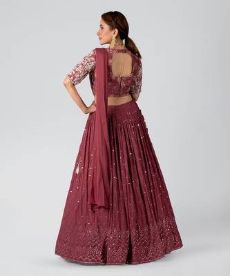 Dark Mauve Georgette Lehenga 2