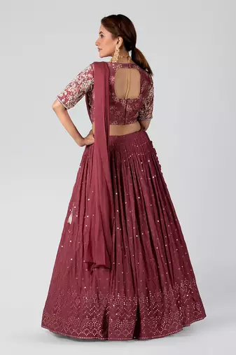 Dark Mauve Georgette Lehenga