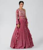 Dark Mauve Georgette Lehenga