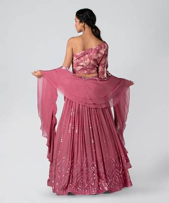 Dark Mauve Georgette Lehenga 2