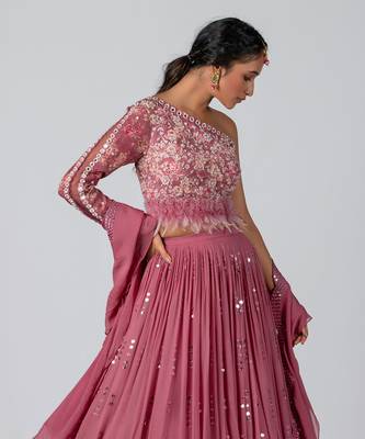 Dark Mauve Georgette Lehenga 4
