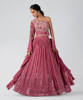 Dark Mauve Georgette Lehenga 5