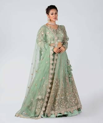 Sea Green Organza Bridal Lehenga 1