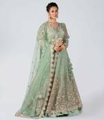 Sea Green Organza Bridal Lehenga
