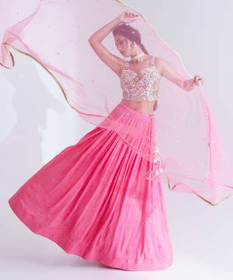 Pink Georgette Crepe Lehenga 3