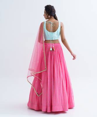 Pink Georgette Crepe Lehenga 5