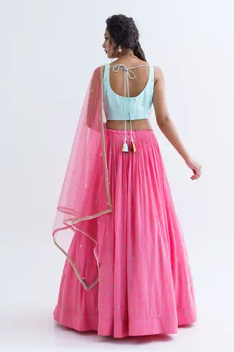 Pink Georgette Crepe Lehenga
