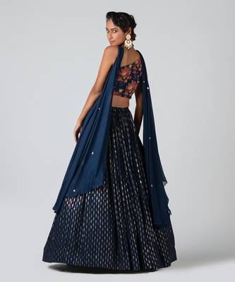 Navy Blue Crepe Lehenga 2
