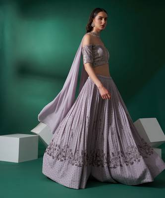 Lilac Satin Silk Lehenga 2