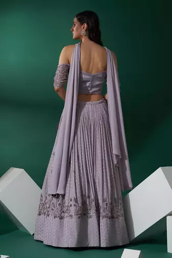 Lilac Satin Silk Lehenga