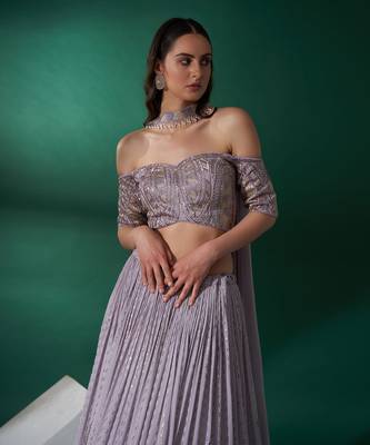Lilac Satin Silk Lehenga 4
