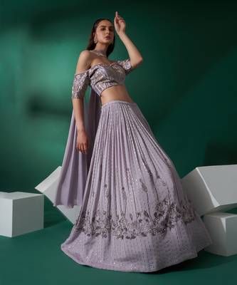 Lilac Satin Silk Lehenga 5