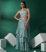 Sea Green Satin Silk Lehenga