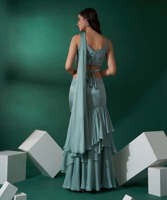 Sea Green Satin Silk Lehenga 4