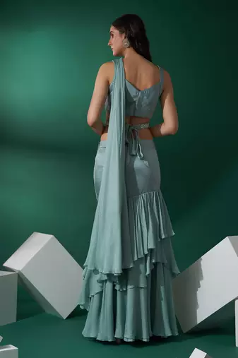 Sea Green Satin Silk Lehenga