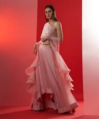 Pink Satin Silk Lehenga 2