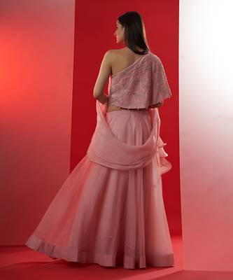 Pink Satin Silk Lehenga 3