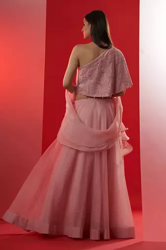 Pink Satin Silk Lehenga