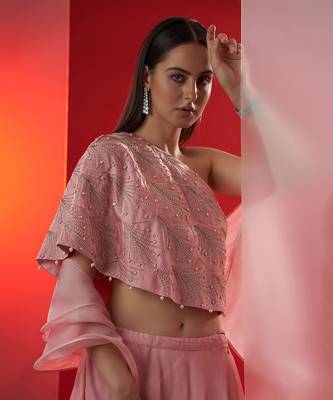 Pink Satin Silk Lehenga 4