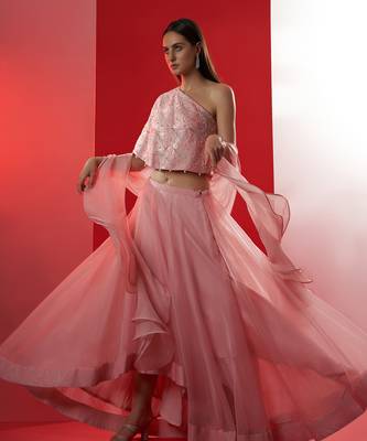 Pink Satin Silk Lehenga 5