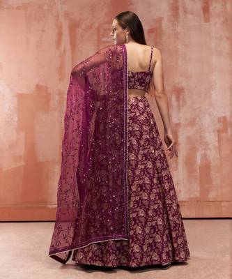 Wine Georgette Lehenga 2
