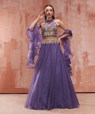 Lavender Organza Lehenga 1