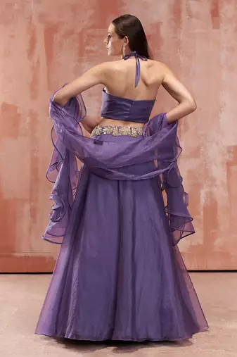 Lavender Organza Lehenga