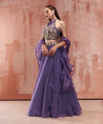 Lavender Organza Lehenga 3