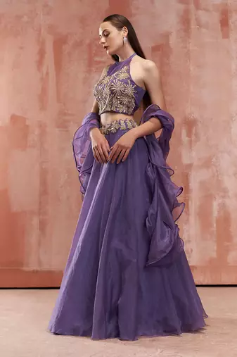 Lavender Organza Lehenga