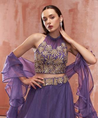Lavender Organza Lehenga 4