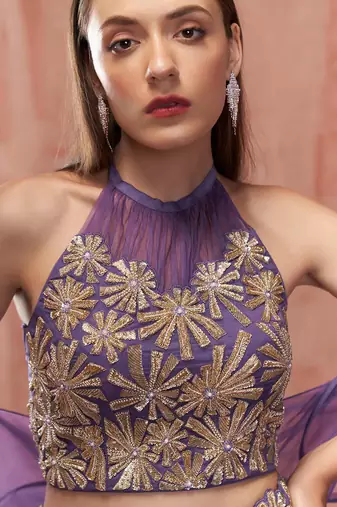 Lavender Organza Lehenga
