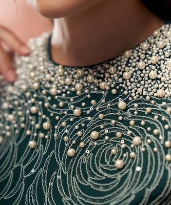 Bottle Green Georgette Lehenga 3