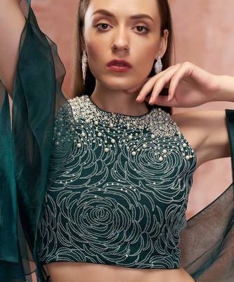 Bottle Green Georgette Lehenga 4