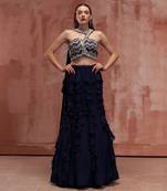 Navy Blue Georgette Crepe Lehenga