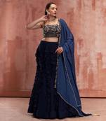 Navy Blue Georgette Lehenga