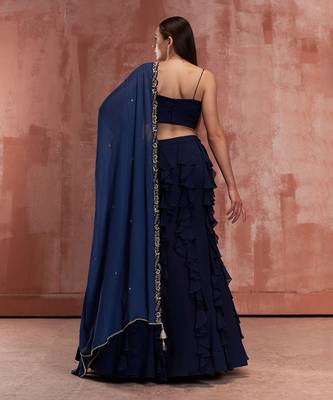 Navy Blue Georgette Lehenga 2