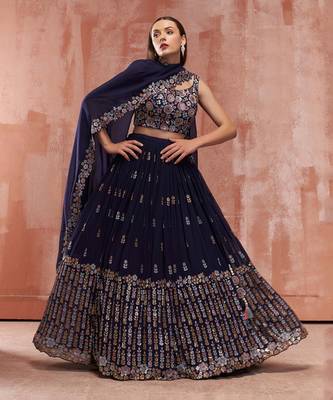 Burgandy Georgette Lehenga 1