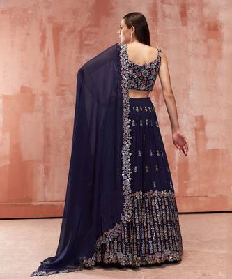 Burgandy Georgette Lehenga 3