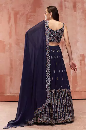 Burgandy Georgette Lehenga