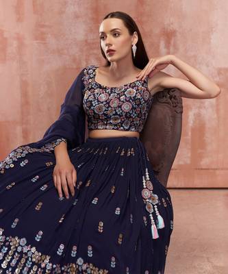 Burgandy Georgette Lehenga 4