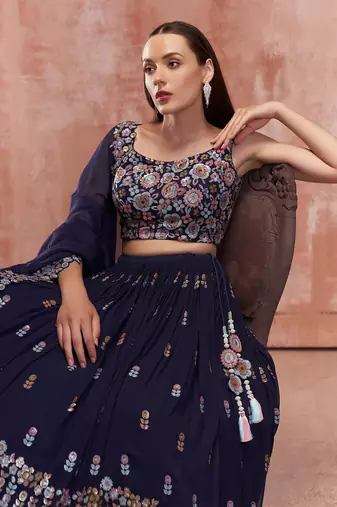 Burgandy Georgette Lehenga